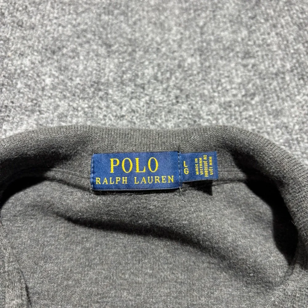 Polo Ralph Lauren Mens Large Gray Quarter Zip Pullover Cotton Pink Pony Logo